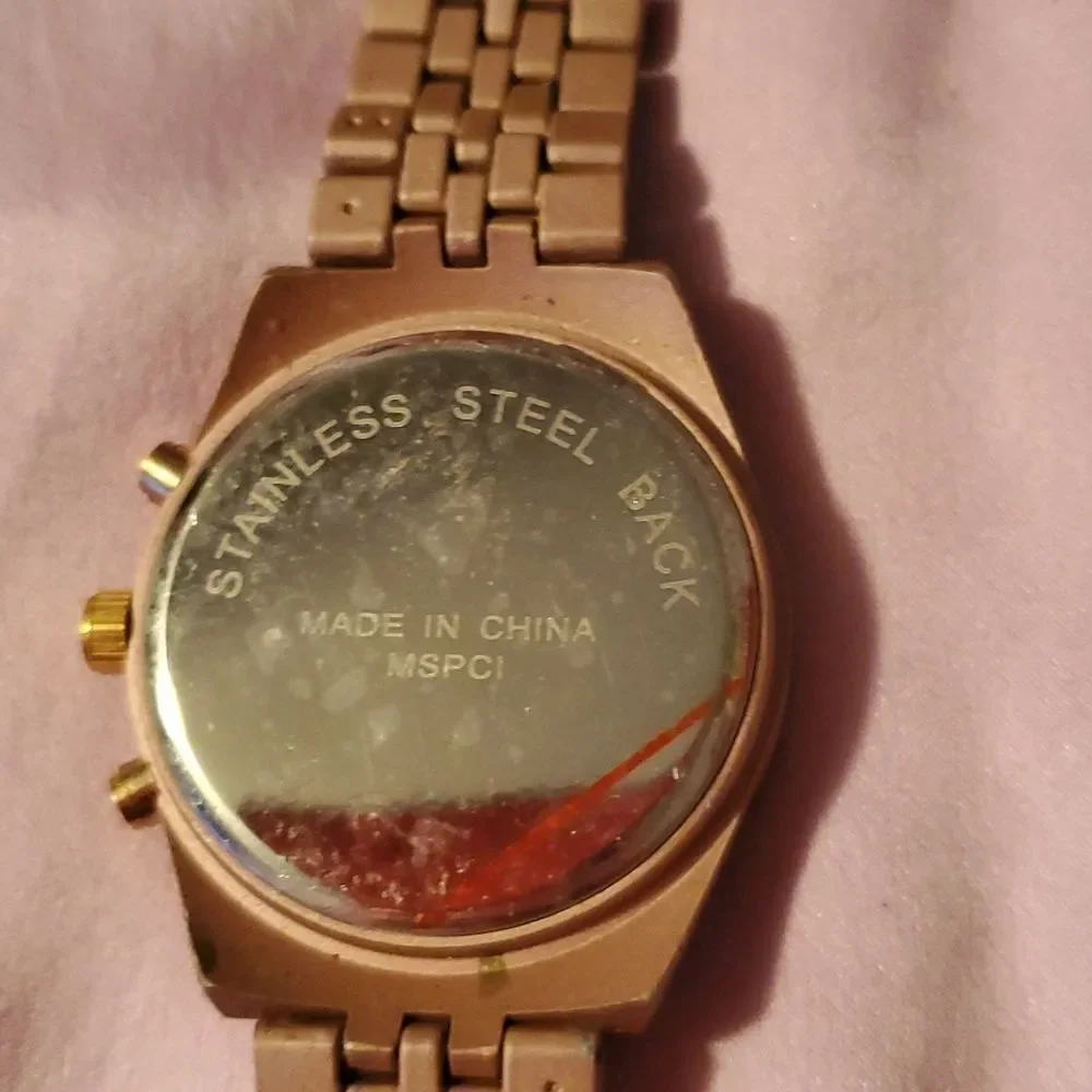 NEW Rose Gold Tone Chronograph Style Ladies Watch Gold Face Wristwatch Timepiece